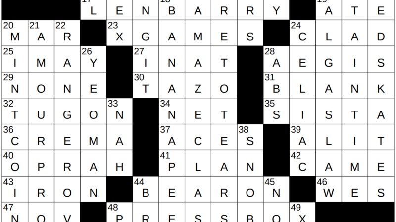 The 54 Blocks of the New York Times Crossword Clu